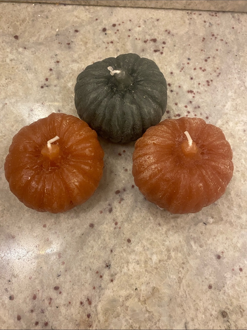 Pottery Barn set of 3 unscented decorative pumpkins Ea about 2.5 in across NWT